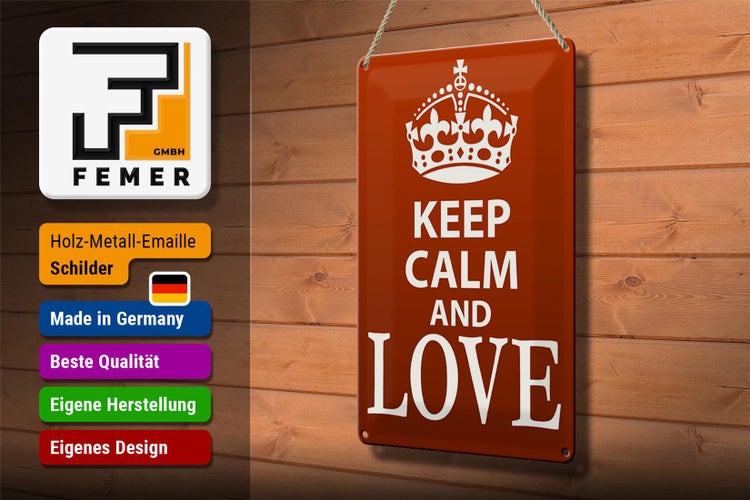 Blechschild Spruch 20x30cm Keep Calm and Love