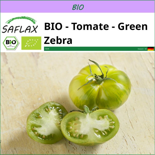 SAFLAX  - BIO - Tomate - Green Zebra - Solanum lycopersicum - 10 Samen