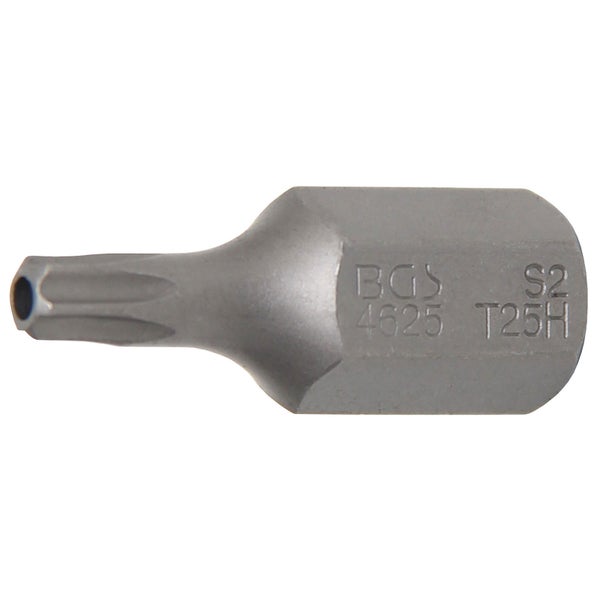 BGS Bit Länge 30 mm Antrieb Außensechskant 10 mm (3/8) T-Profil (für Torx) mit Bohrung T25 - 4625