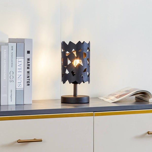 Lucande Tischlampe Aeloria (Modern) in Schwarz aus Metall (1 flammig, E27) - Tischleuchte Schreibtischlampe Nachttischlampe Wohnzimmerleuchte