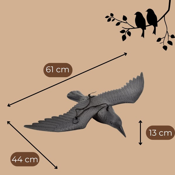 Vogelabwehr-Rabe aus Kunststoff, Maße 61 x 44 x 13 cm