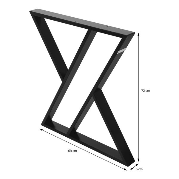 ML-Design 2 Stück Tischbeine 69xH72cm, Tischkufen X-Form, aus Stahl pulverbeschichtet, Schwarz, Industriedesign, Kufengestell für Esstisch/Schreibtisch, Tischgestell, Metall Möbelfüße für DIY-Projekte