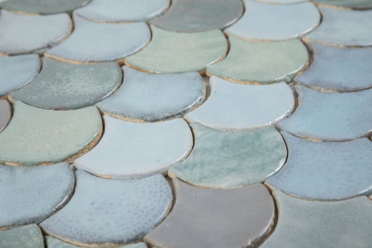 Fischschuppen Mosaikfliesen Detailansicht