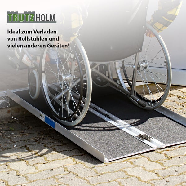 TRUTZHOLM Rollstuhlrampe klappbar 91 cm Traglast 272 kg Alu grau schwarz beschichtet Auffahrrampe