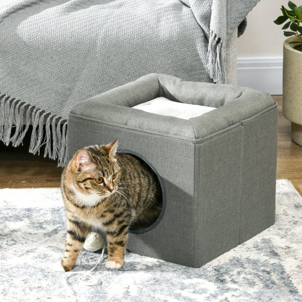 PawHut Katzenhöhle für Katzen bis 5 kg, 36,5 x 36,5 x 33 cm, Polyester, Grün