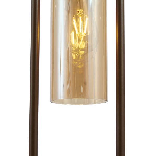 Dekorative Stehlampe mit bernsteinfarbenem Glasschirm und Leuchtmittel