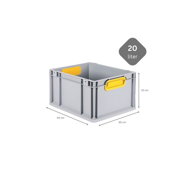 PROREGAL Spar Set 8x Eurobox Nextgen Color Mit Auflagedeckel & Schiebeschnappverschlüsse HxBxT 22 x 30 x 40 cm Griffe Gelb Geschlossen Glatter Boden