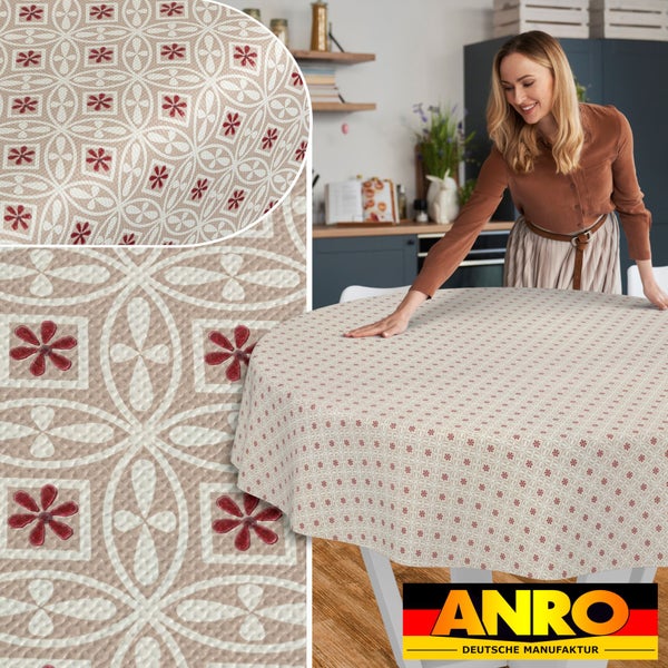 Tischdecke Gepunktet Italien Rot Rund 100cm Schnittkante Wachstuch abwaschbar