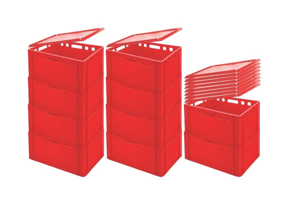 4 Stück E3 Kisten 60x40x30 Fleischkiste Lagerkiste Metzgerkiste in rot 4 Stück E3 Kisten 60x40x30 Fleischkiste Lagerkiste Metzgerkiste in rot