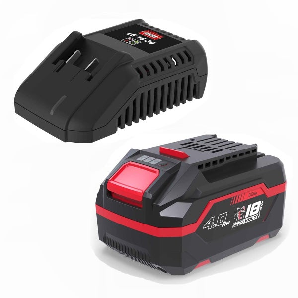 Güde Akku-Starter-Set in Schwarz und Rot mit 18 Volt 4,0 Amperestunden Lithium-Ionen-Akku und Ladegerät LG 18-30.