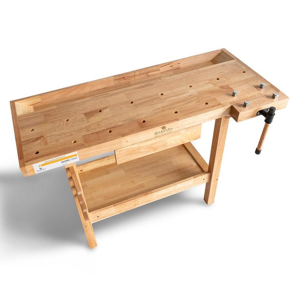 Werkbank aus Holz mit Ablagefläche