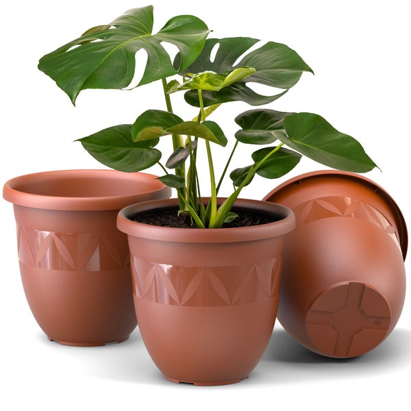 Plastard Übertopf 3er-Set Ø 27 x 22 cm – Terrakotta | Stilvolle Pflanzgefäße für Haus und Garten