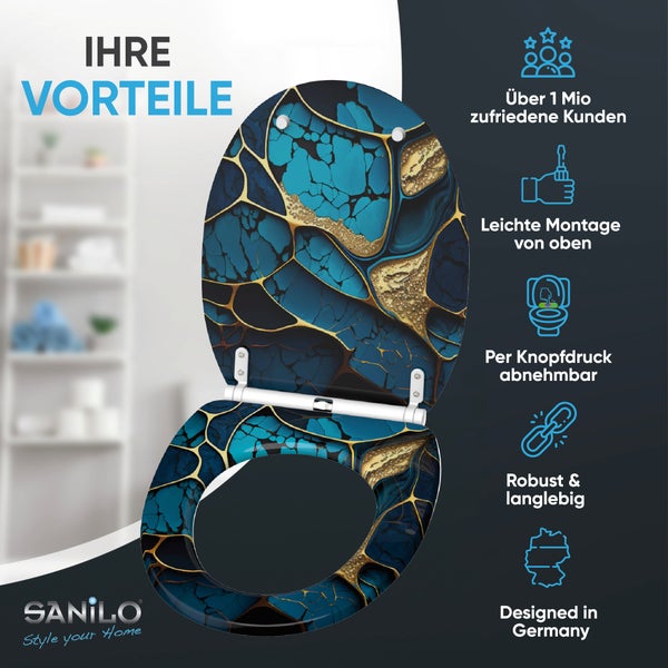 WC-Sitz mit Absenkautomatik & Top Fix Marmor Cobalt
