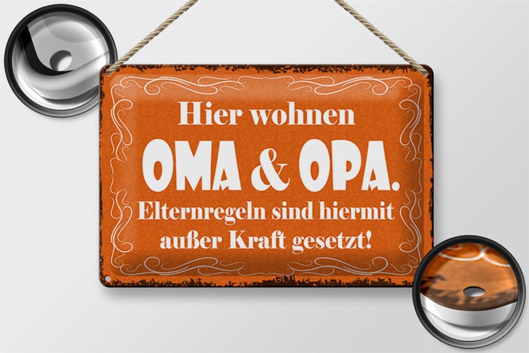 Blechschild Spruch 30x20cm hier wohnen Oma & Opa