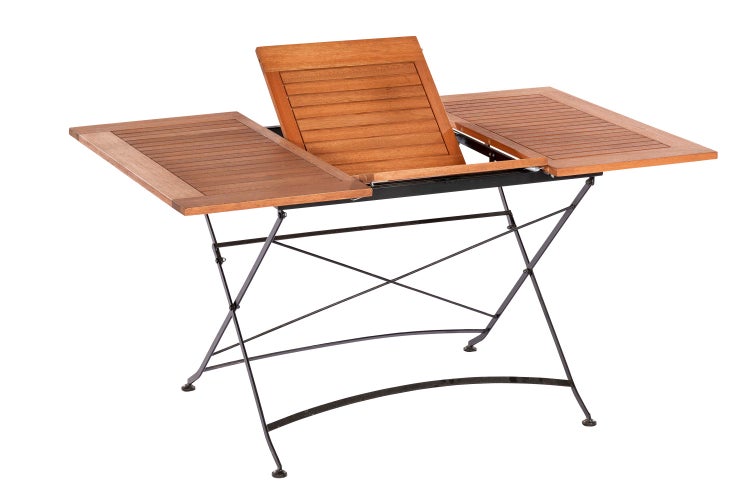 Holz Gartentisch mit Klappfunktion und Metallgestell
