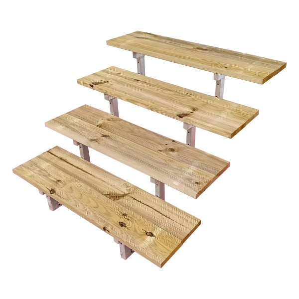 OSLO - Außentreppe, Gartentreppe, Terrassentreppe  Stahl H71cm 4 Stufen Holz KDI Breite 100cm
