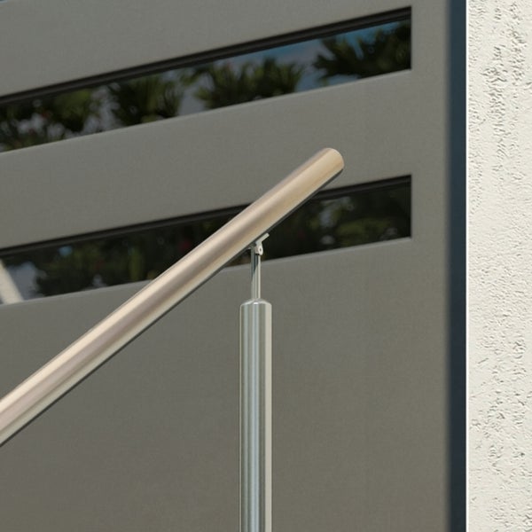 Dolle Edelstahl- Eingangsgeländer zur Bodenmontage Handlauf rund 1,5m lang mit 2 Pfosten rund