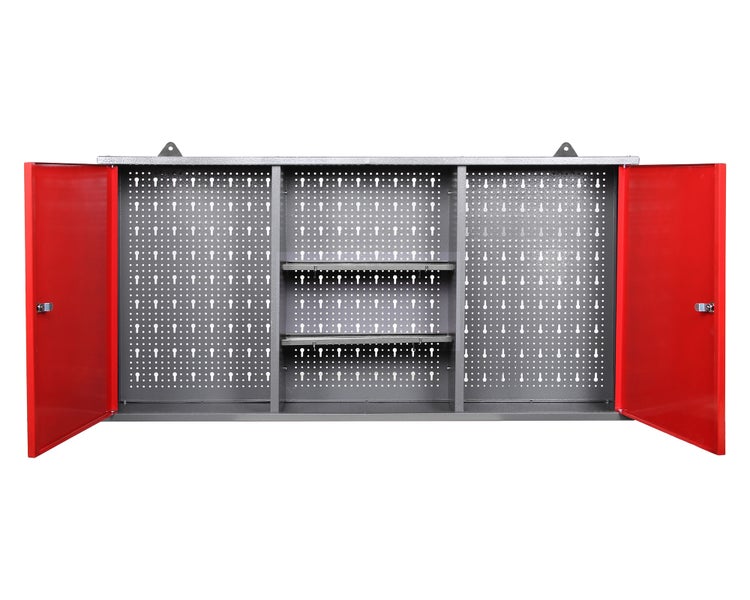Ondis24 Werkstatt Set Bastler 240 cm 2 Schränke rot, Werkstatteinrichtung, Werkbank