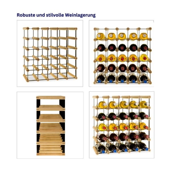 PROREGAL Modulares Weinregal Vinotega Mod Metal HxBxT 52,5 x 52,5 x 24,5 cm 5 x 5 Flaschen Massives Kiefernholz Braun Geölt