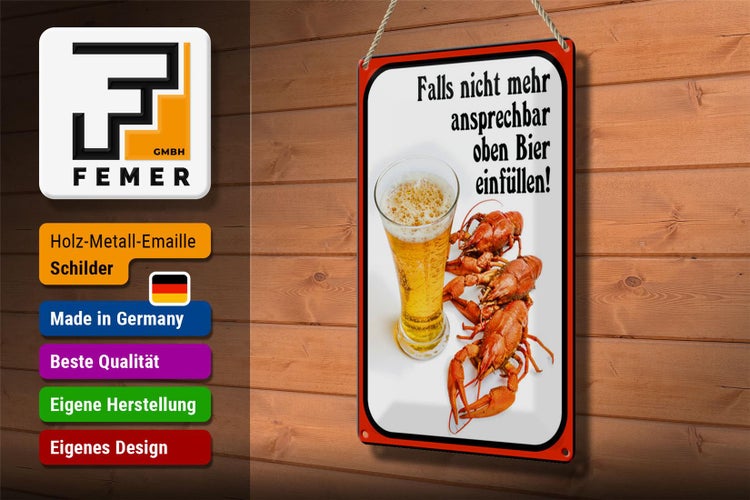 Blechschild Spruch 20x30cm falls nicht ansprechbar Bier