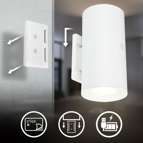 LED Wandleuchte Wandlampe ohne Stromanschluss Bewegungsmelder Akku ohne Bohren