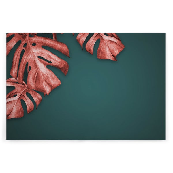 Wandbild mit Monstera Blättern Motiv auf glattem Untergrund