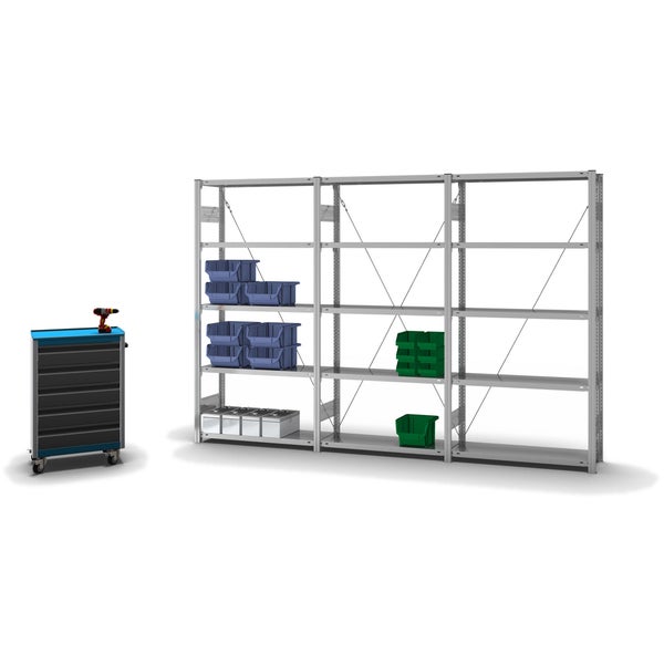 PROREGAL Fachbodenregal Stecksystem T-Profil Light-Duty Grundregal HxBxT 200 x 100 x 30 cm 5 Ebenen Fachlast 150 kg Einseitig Nutzbar Verzinkt