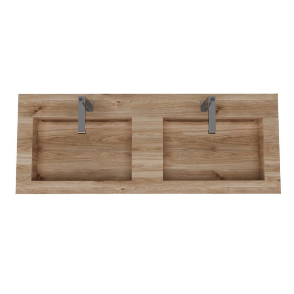 HPL Doppelwaschtisch in 120cm Holzoptik Eiche Honig
