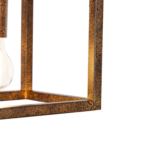 Detail einer Pendelleuchte mit Metallrahmen