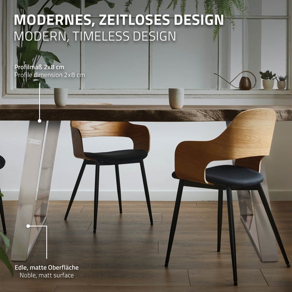 ML-Design 2er Set Tischkufen 80GRAD Neigung, 75x72 cm, Silber, Profil 8x2 cm, Schräge Tischbeine, Metall Möbelkufen, Tischgestell Stahl geneigt, Tischuntergestell Möbelfüße für Esstisch/Schreibtisch