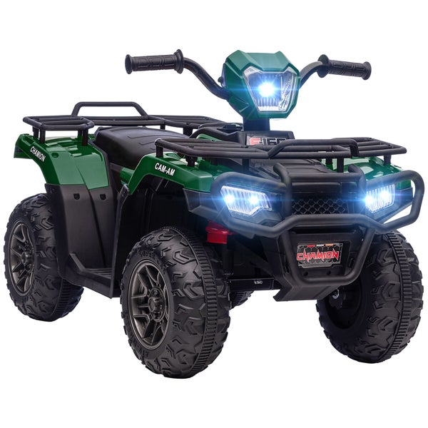 HOMCOM Elektro Kinderquad, mit LED und Musik, für Kinder ab 3 Jahren, 88 x 45 x 50 cm, Kunststoff, Stahl, Schwarz+Grün