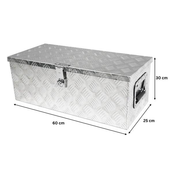 ProRegal Aluminium-Transportbox aus Riffelblech, Länge 60 Zentimeter, Breite 25 Zentimeter und Höhe 30 Zentimeter, abschließbar.