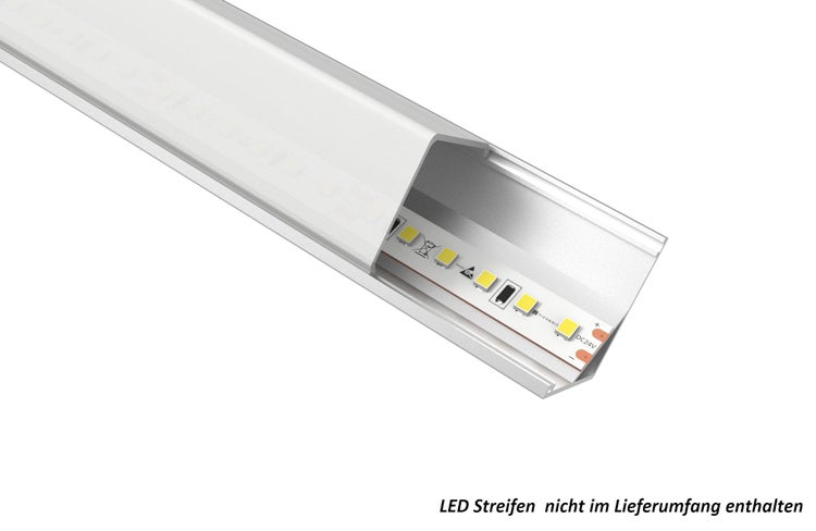 TIVENDIS Led Alu Profil 2 m ER9010 Komplett Set für Strip / Streifen bis 10 mm breit | Abdeckung satiniert milchig, Endkappen, Befestigungclips | L-Form Winkel Ecke Winkelprofil Eckprofil eloxiert