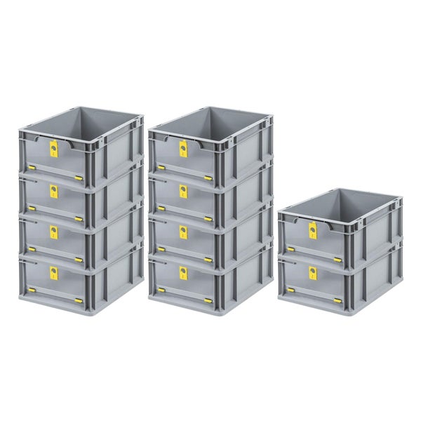 PROREGAL SuperSparSet 10x Eurobox NextGen Insight Cover HxBxT 17 x 30 x 40 16 Liter Niedrig/Gelb Eurobehälter Transportbox