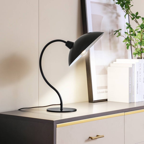 Lucande Tischlampe Arvadon (Modern) in Schwarz aus Metall (1 flammig, E14) - Tischleuchte Schreibtischlampe Nachttischlampe Wohnzimmerleuchte