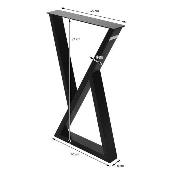 ML-Design 2 Stück Tischbeine 40xH71cm, Tischkufen X-Form, aus Stahl pulverbeschichtet, Schwarz, Industriedesign, Kufengestell für Esstisch/Schreibtisch, Tischgestell, Metall Möbelfüße für DIY-Projekte