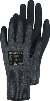 Leibwächter Basalt Arbeitshandschuhe Größe 10 XL mit Beschichtung für hohen Schutz und guten Griff bei der Arbeit.