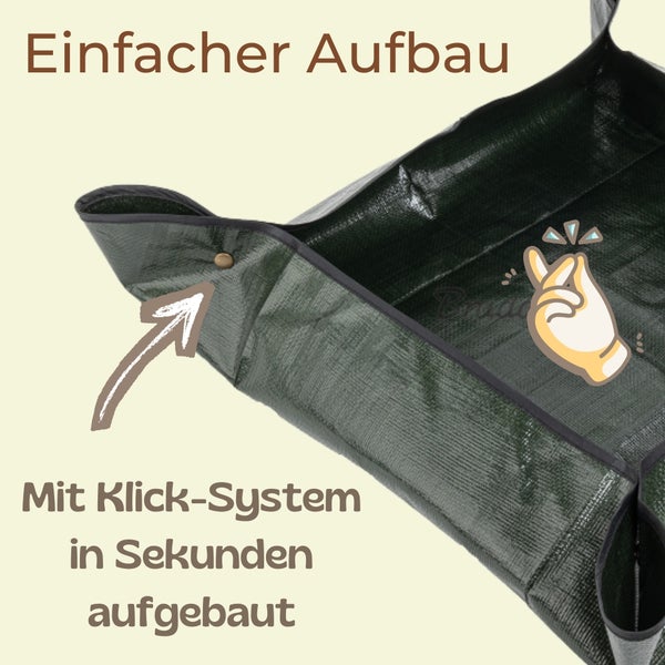 Grüne Garten-Pflanzmatte aus Kunststoff mit Klick-System an den Ecken für einen einfachen Aufbau.