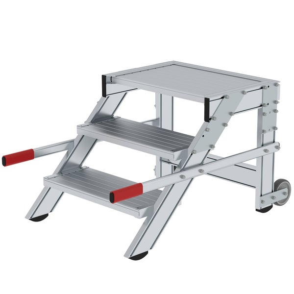 Aluminium Arbeitsbühne mit drei Stufen und Rollen