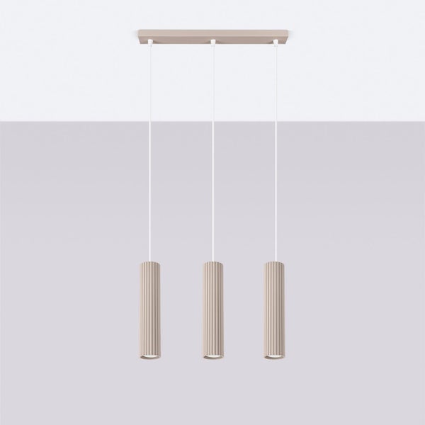Pendelleuchte mit drei zylinderförmigen Lampenschirmen