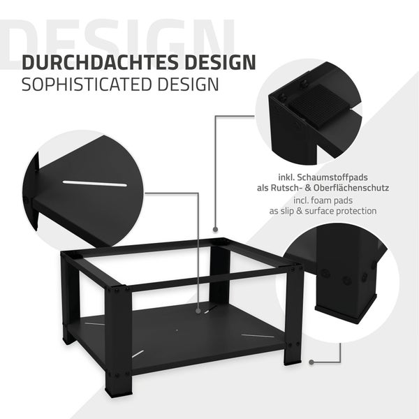 ML-Design Waschmaschinen Untergestell mit Ablage 63x54 cm Stahl Schwarz bis 150kg, Waschmaschinen-Unterschrank, Stabiler Waschmaschinensockel, 32cm hohes Podest Erhöhung Unterbau Trockner/Kühlschrank