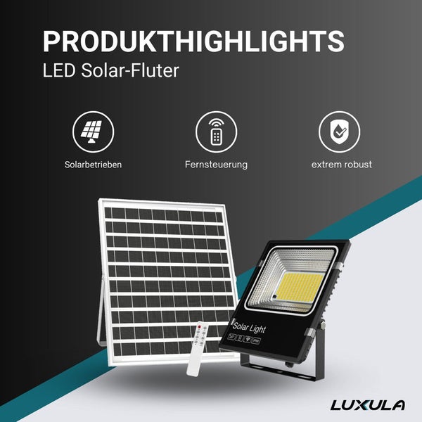 LED Solarstrahler mit Solarpanel und Fernbedienung
