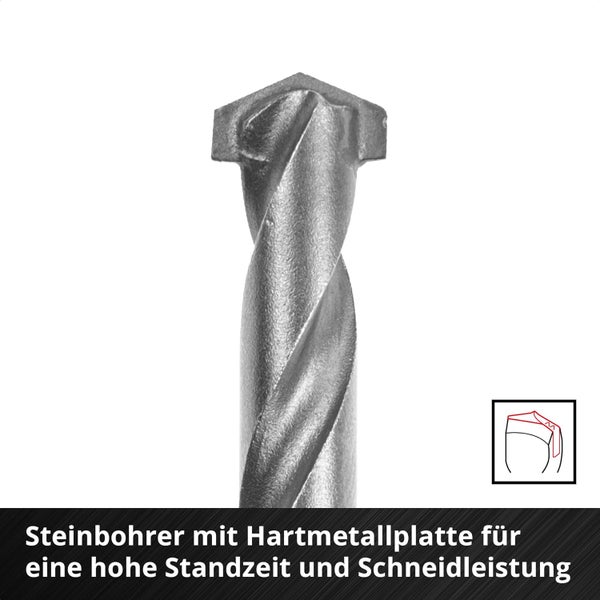 Einhell S-CASE 10-tlg. Steinbohrer-Set (nach DIN 10083-2 aus Werkzeugstahl, E 6.3 Schaft, eingesetzte Hartmetallplatte, rollgewalzte Spindel inkl. Aufbewahrungsbox)