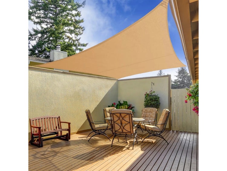 FLOORDIREKT Sonnensegel - Wasserabweisend - Rechteckig - für Garten, Terrasse und Balkon - Sand 5 x 7 m