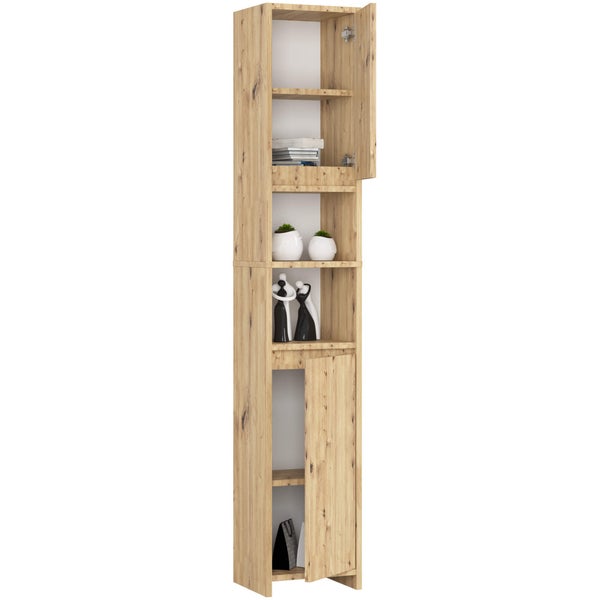 Hochschrank mit Regalen und zwei Türen in Holzoptik