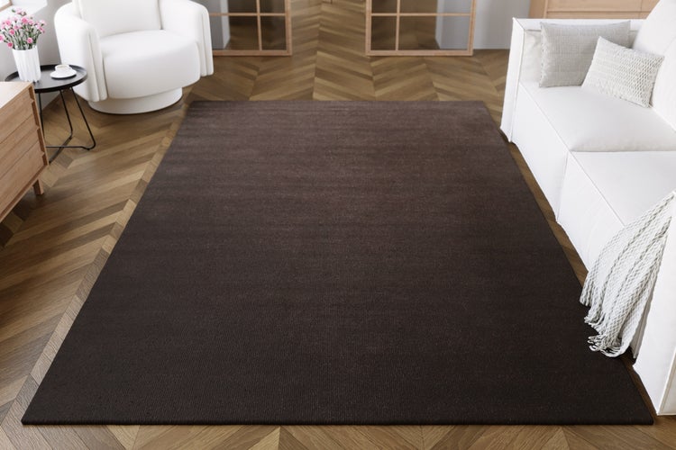 Kelim Teppich Braun aus Wolle Perpignan Green Looop 80x150 cm