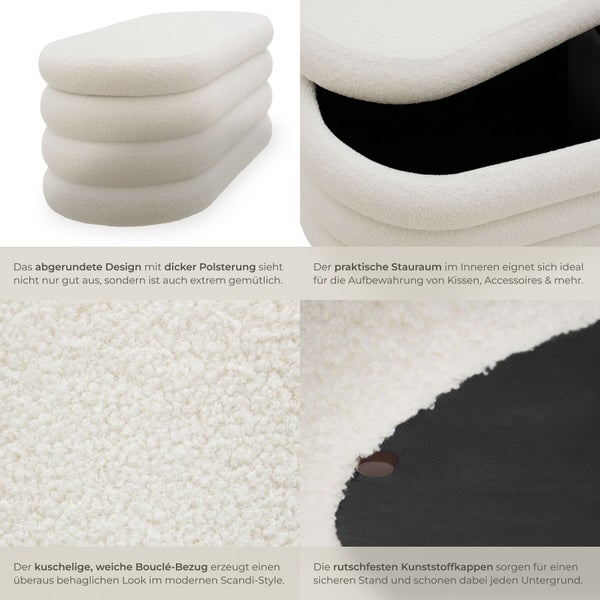 Hocker mit Stauraum und Bouclé-Bezug