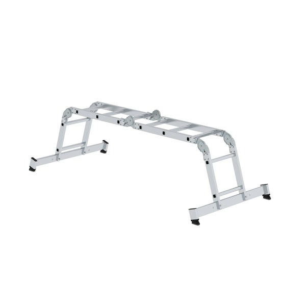PROREGAL Vielzweckleiter 4-Teilig mit Traverse und Holzbelag 2 x 2 & 2 x 3 Sprossen