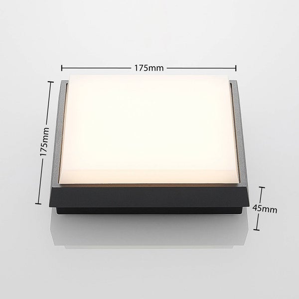Lucande LED Deckenleuchten Amra (spritzwassergeschützt (Modern) in Alu aus Kunststoff, - Außenleuchte für Garten Terasse Balkon & Haus Deckenleuchte
