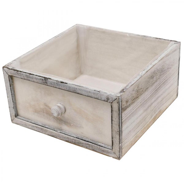 Holzkiste mit Schublade und Shabby-Chic-Design